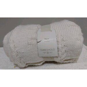 Threshold 50x60in Throw Blanket White Knitted